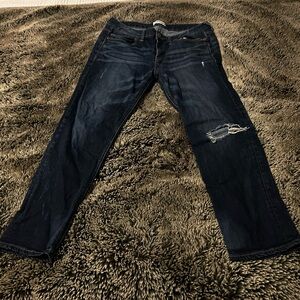 Express Modern Boyfriend Cropped Blue Jeans